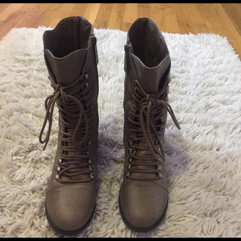 Tan combat boots